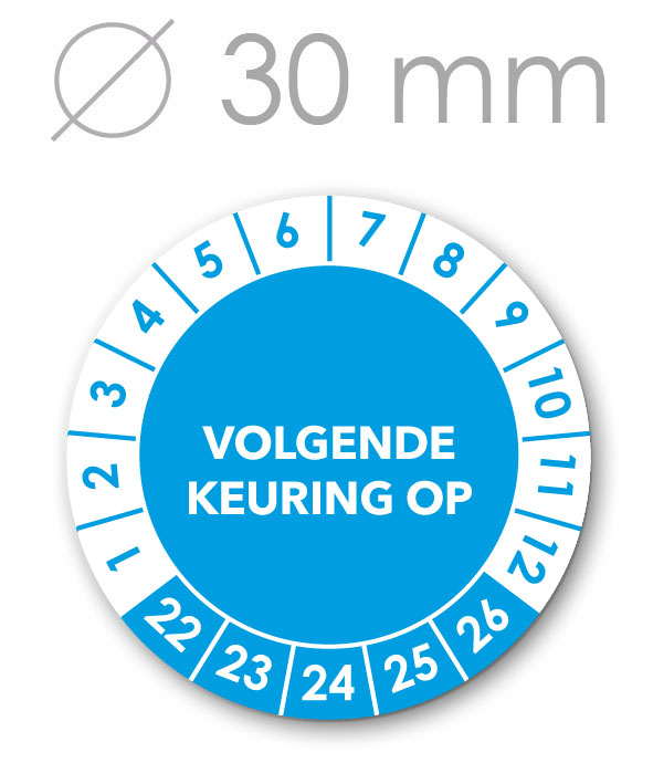 Volgende Keuring tot 5 jaargangen 30 mm BLAUW